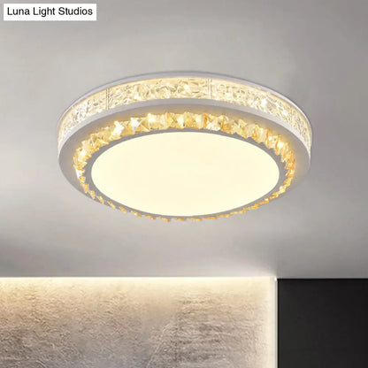 DecorBites™ DecorBites™ Modern Round LED Crystal Block Ceiling Lamp in White for Living Room