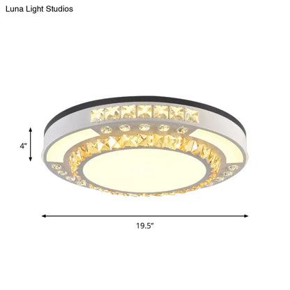 DecorBites™ DecorBites™ Modern Round LED Crystal Block Ceiling Lamp in White for Living Room