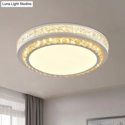DecorBites™ DecorBites™ Modern Round LED Crystal Block Ceiling Lamp in White for Living Room