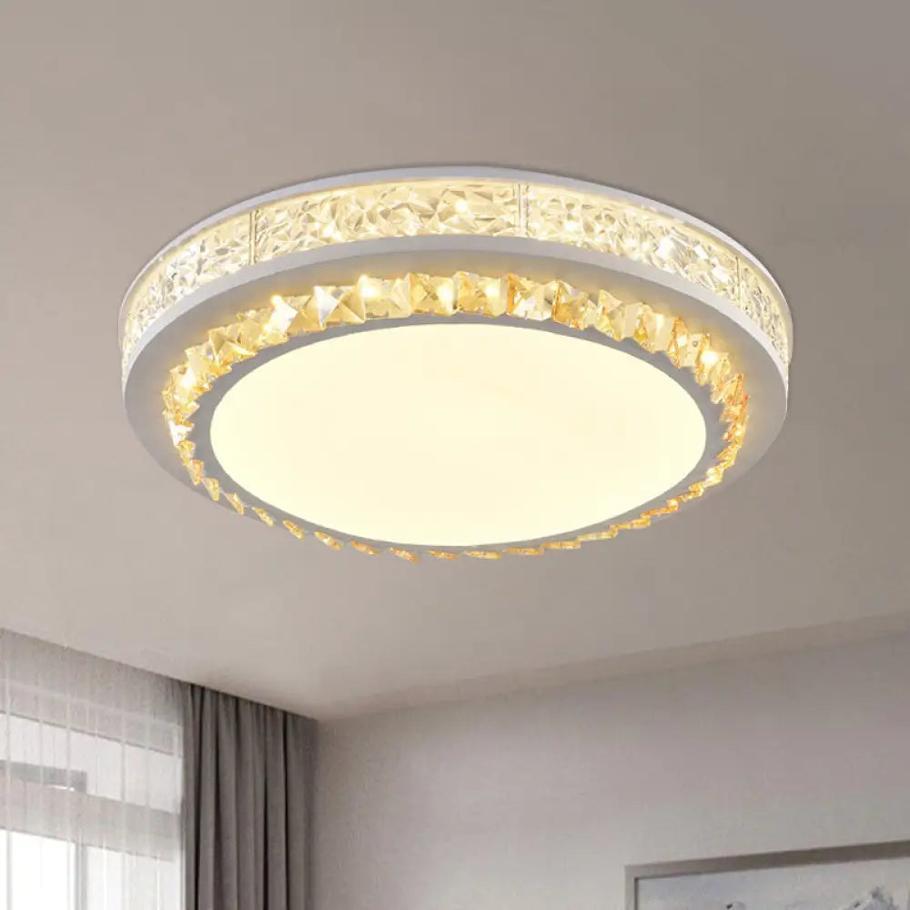 DecorBites™ DecorBites™ Modern Round LED Crystal Block Ceiling Lamp in White for Living Room