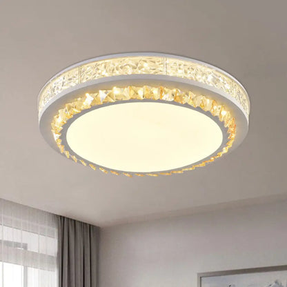 DecorBites™ DecorBites™ Modern Round LED Crystal Block Ceiling Lamp in White for Living Room