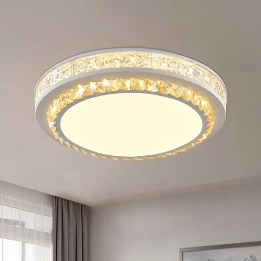 DecorBites™ DecorBites™ Modern Round LED Crystal Block Ceiling Lamp in White for Living Room