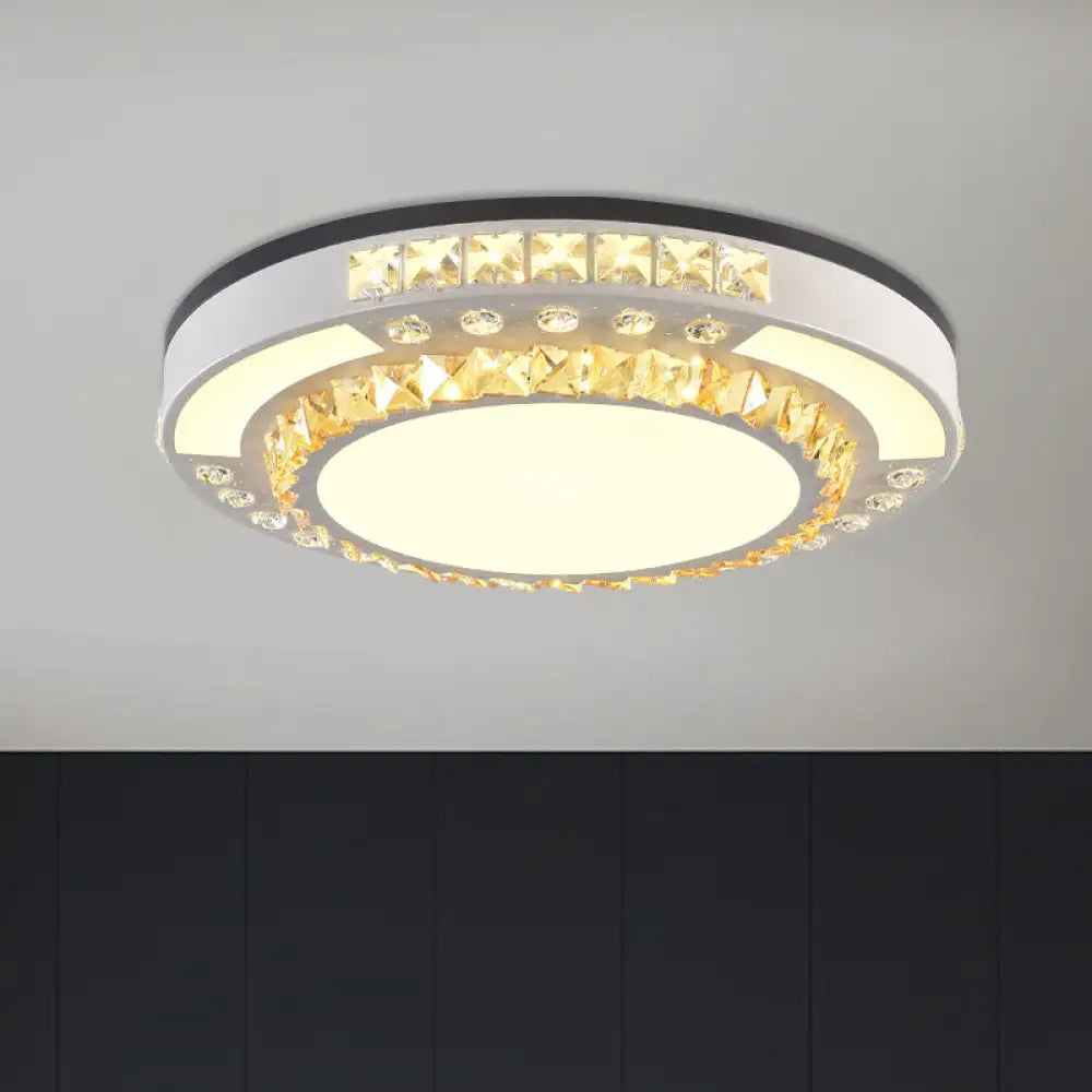 DecorBites™ DecorBites™ Modern Round LED Crystal Block Ceiling Lamp in White for Living Room