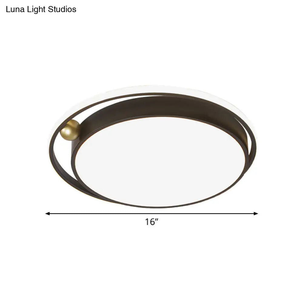 DecorBites™ DecorBites™ Modern Round LED Flush Mount Ceiling Light in Black- 16"/19.5" Iron Frame with Warm/White Glow - Minimalist Bedroom Fixture