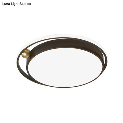 DecorBites™ DecorBites™ Modern Round LED Flush Mount Ceiling Light in Black- 16"/19.5" Iron Frame with Warm/White Glow - Minimalist Bedroom Fixture