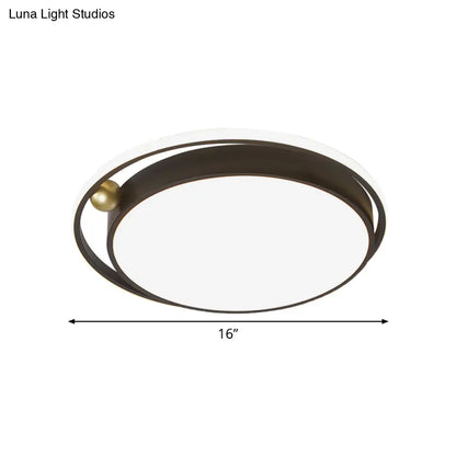 DecorBites™ DecorBites™ Modern Round LED Flush Mount Ceiling Light in Black- 16"/19.5" Iron Frame with Warm/White Glow - Minimalist Bedroom Fixture