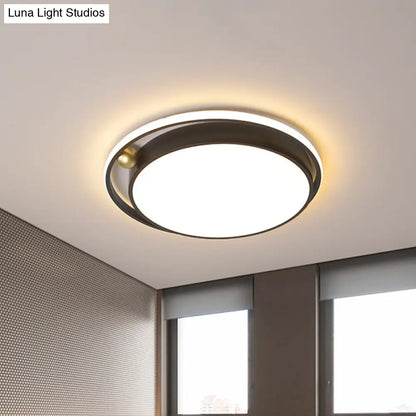 DecorBites™ DecorBites™ Modern Round LED Flush Mount Ceiling Light in Black- 16"/19.5" Iron Frame with Warm/White Glow - Minimalist Bedroom Fixture