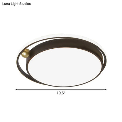 DecorBites™ DecorBites™ Modern Round LED Flush Mount Ceiling Light in Black- 16"/19.5" Iron Frame with Warm/White Glow - Minimalist Bedroom Fixture