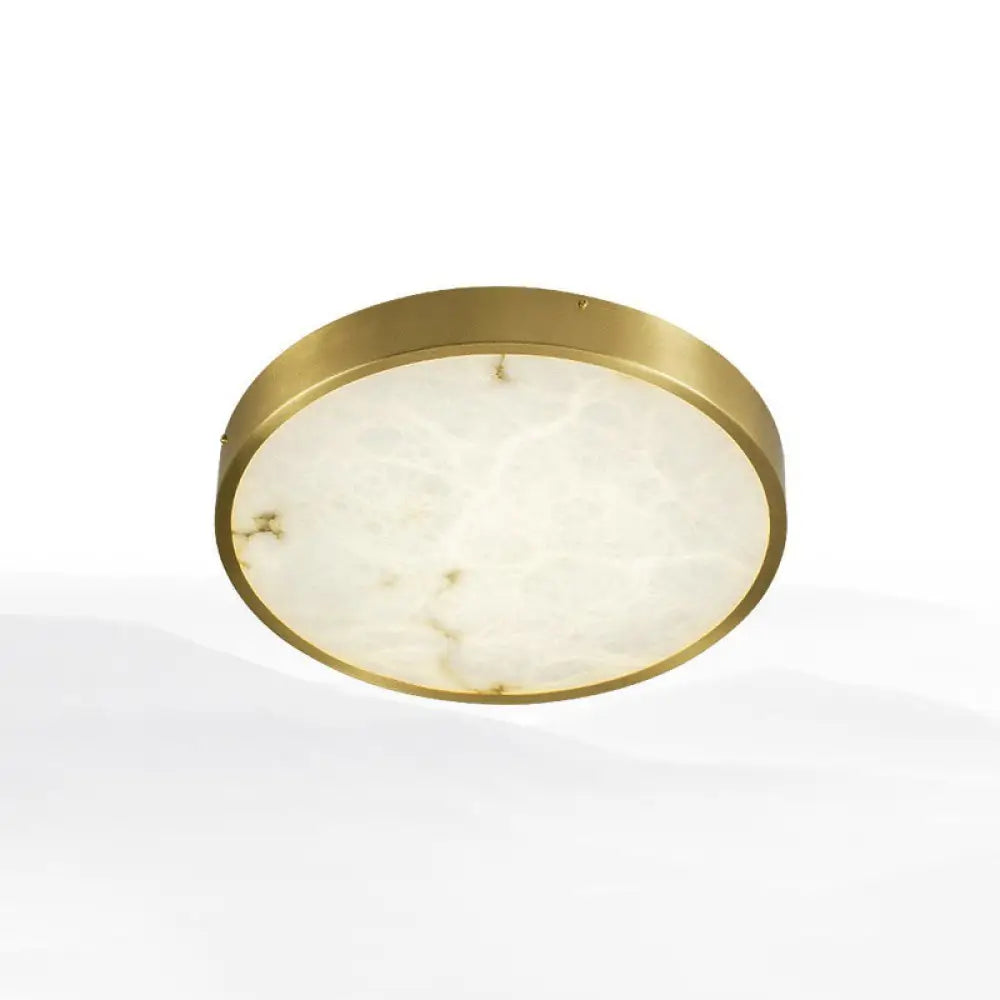 DecorBites™ DecorBites™ Modern Round LED Flush Mount Ceiling Light with Marble Accents - Brass Finish