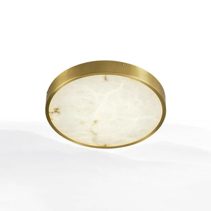 DecorBites™ DecorBites™ Modern Round LED Flush Mount Ceiling Light with Marble Accents - Brass Finish