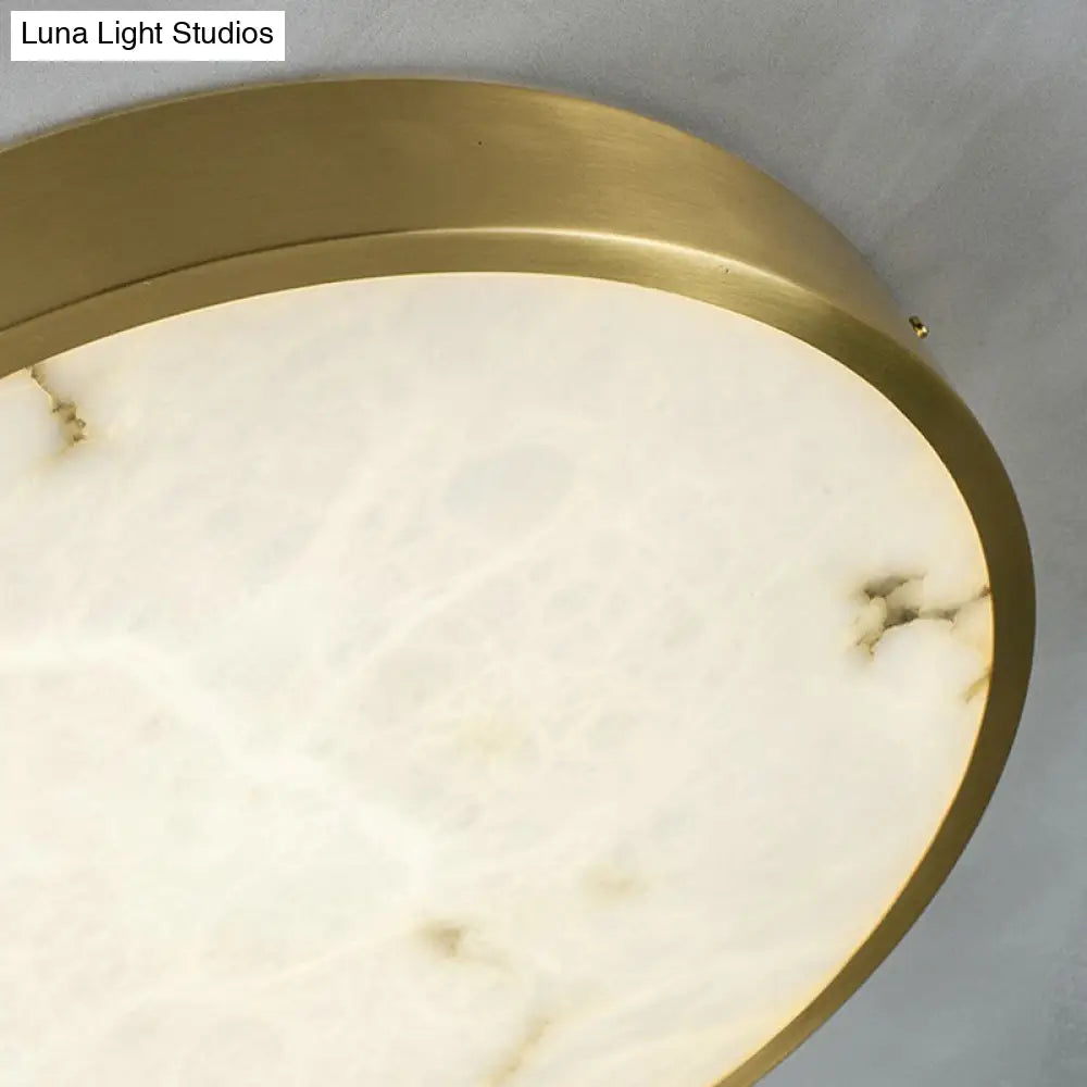 DecorBites™ DecorBites™ Modern Round LED Flush Mount Ceiling Light with Marble Accents - Brass Finish