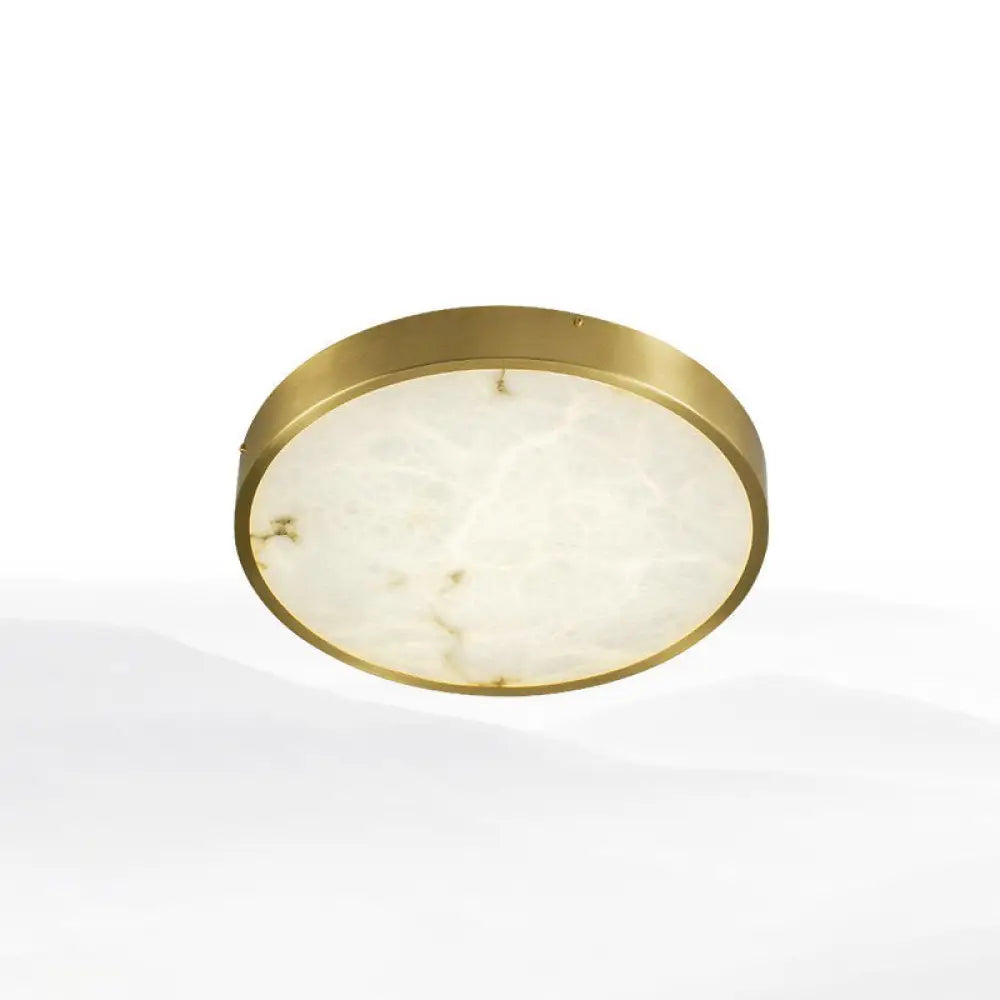 DecorBites™ DecorBites™ Modern Round LED Flush Mount Ceiling Light with Marble Accents - Brass Finish