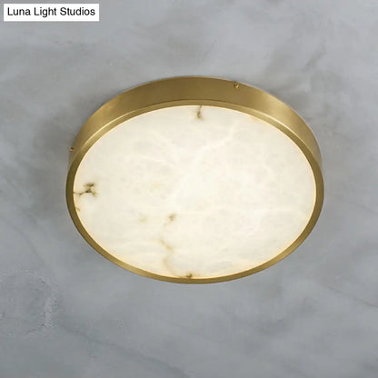 DecorBites™ DecorBites™ Modern Round LED Flush Mount Ceiling Light with Marble Accents - Brass Finish