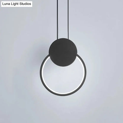 Modern Round LED Suspension Light in White/Black - Perfect Bedside Lamp with White/Warm Light