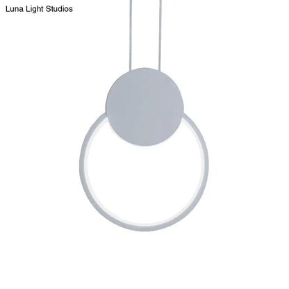 Modern Round LED Suspension Light in White/Black - Perfect Bedside Lamp with White/Warm Light