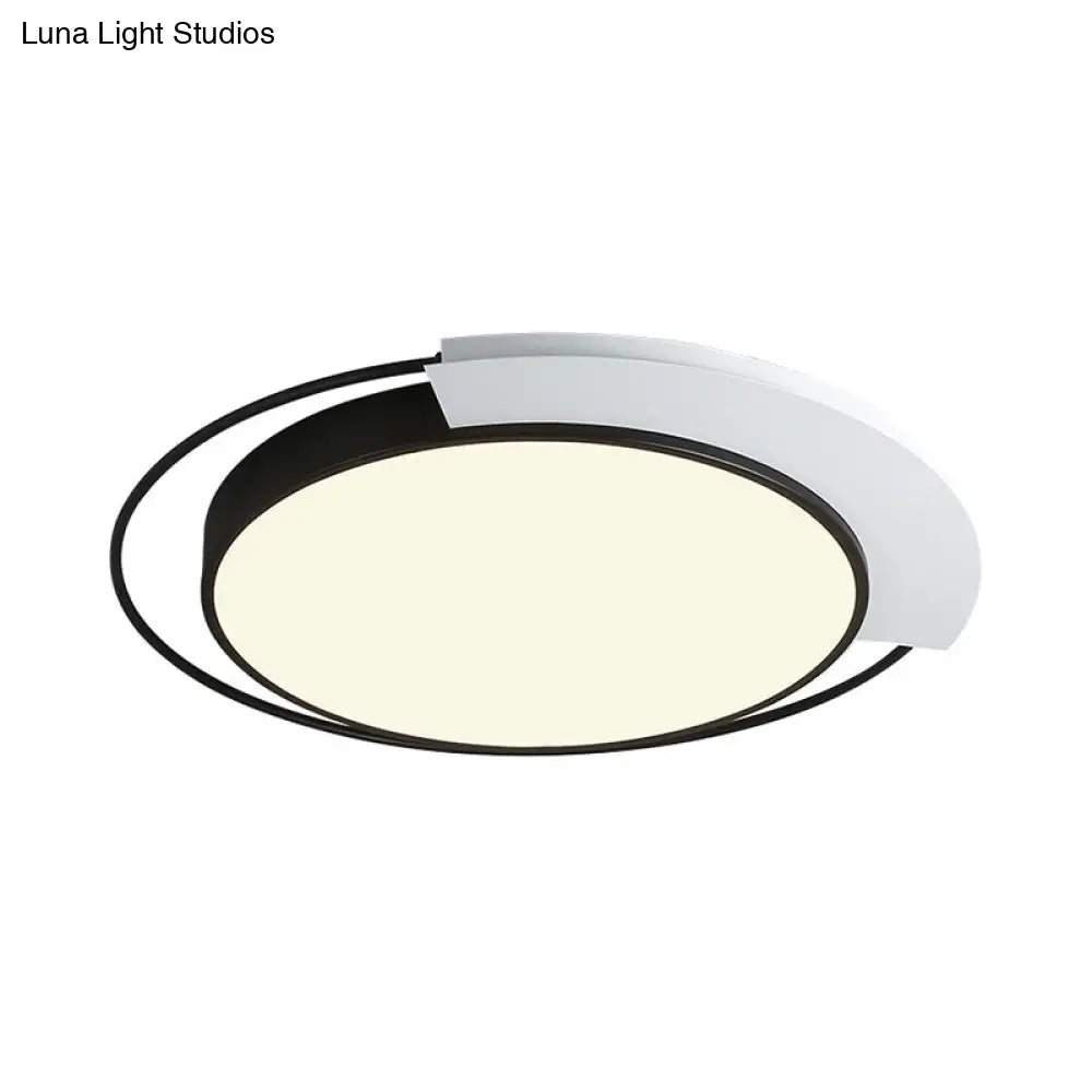 DecorBites™ DecorBites™ Modern Round Metal Ceiling Flush Light: White/Black LED, Bedroom Lighting, 18"/21.5" W