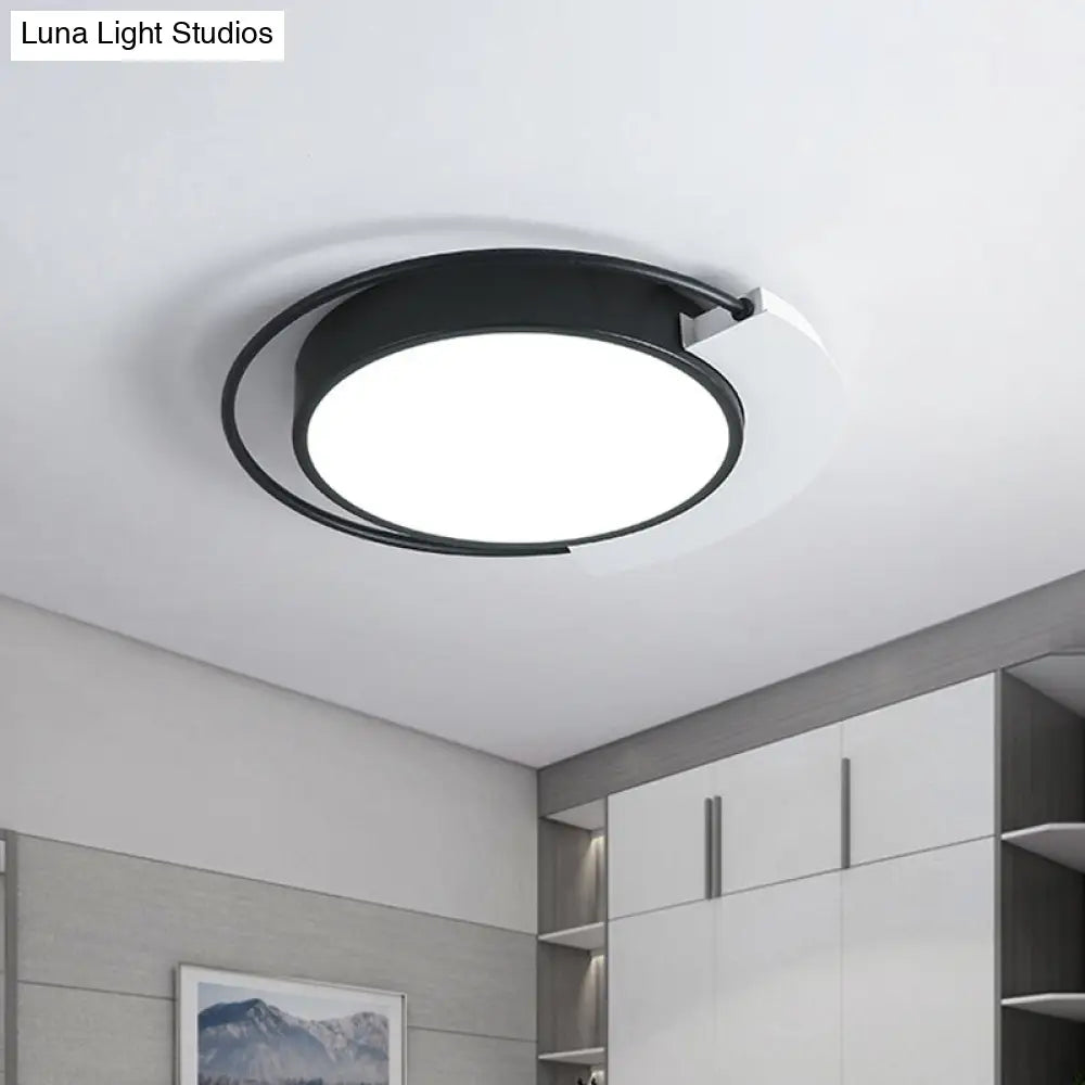 DecorBites™ DecorBites™ Modern Round Metal Ceiling Flush Light: White/Black LED, Bedroom Lighting, 18"/21.5" W
