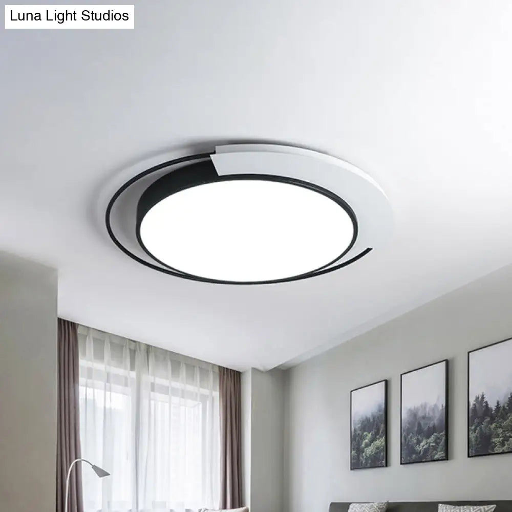 DecorBites™ DecorBites™ Modern Round Metal Ceiling Flush Light: White/Black LED, Bedroom Lighting, 18"/21.5" W