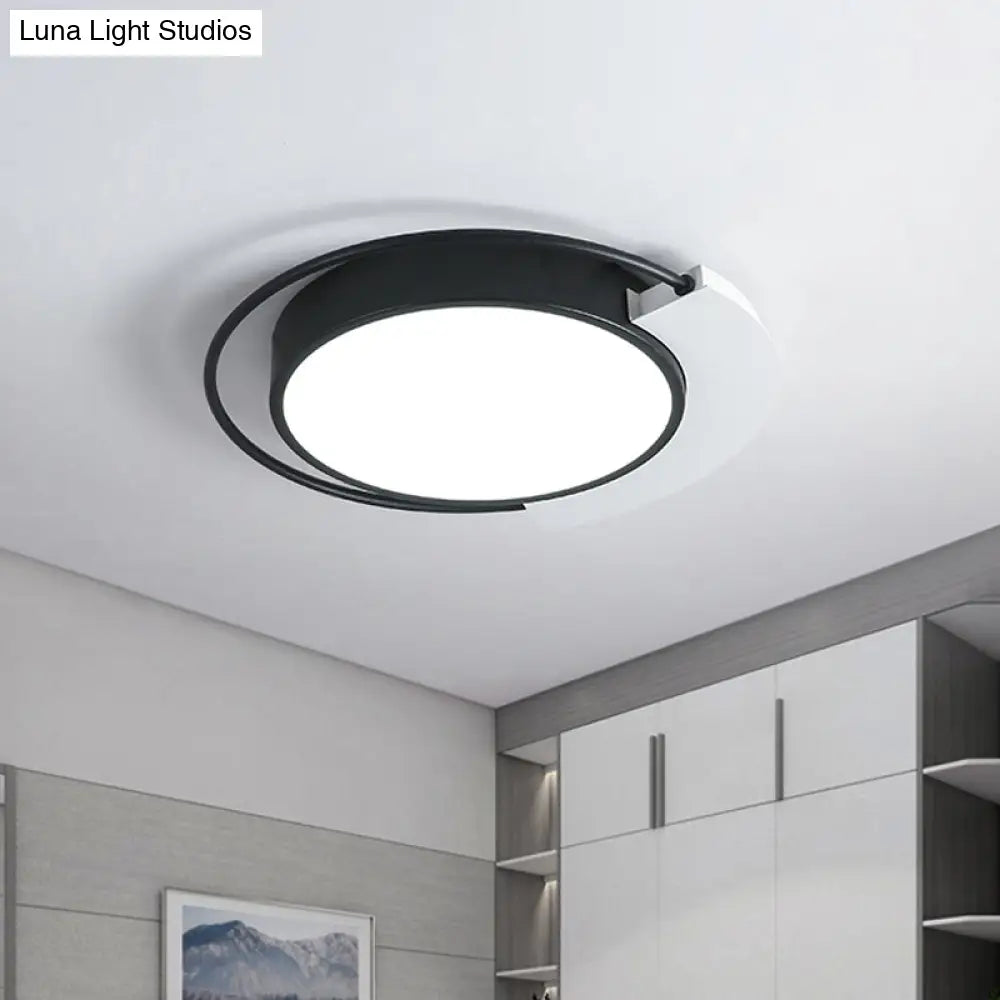 DecorBites™ DecorBites™ Modern Round Metal Ceiling Flush Light: White/Black LED, Bedroom Lighting, 18"/21.5" W