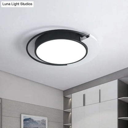 DecorBites™ DecorBites™ Modern Round Metal Ceiling Flush Light: White/Black LED, Bedroom Lighting, 18"/21.5" W