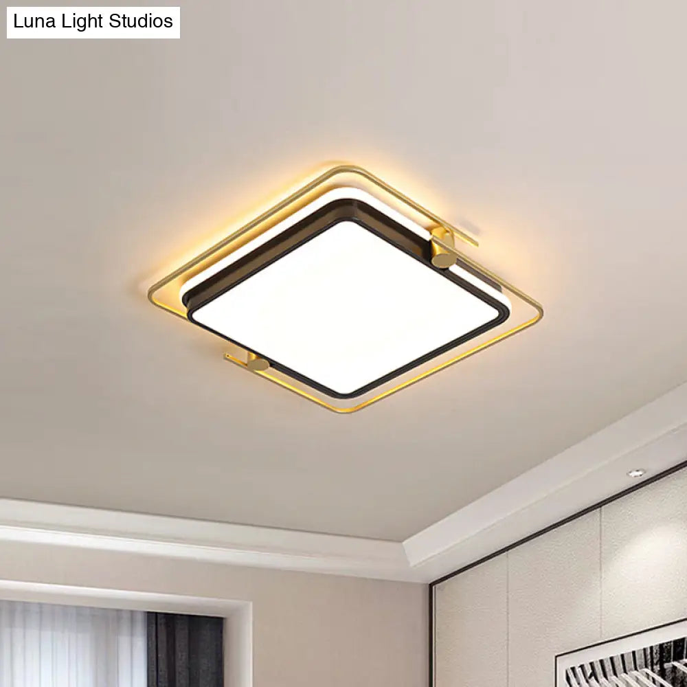 DecorBites™ DecorBites™ Modern Rounded/Square Flush Mount Ceiling Light: Acrylic LED Lamp in Black-Gold