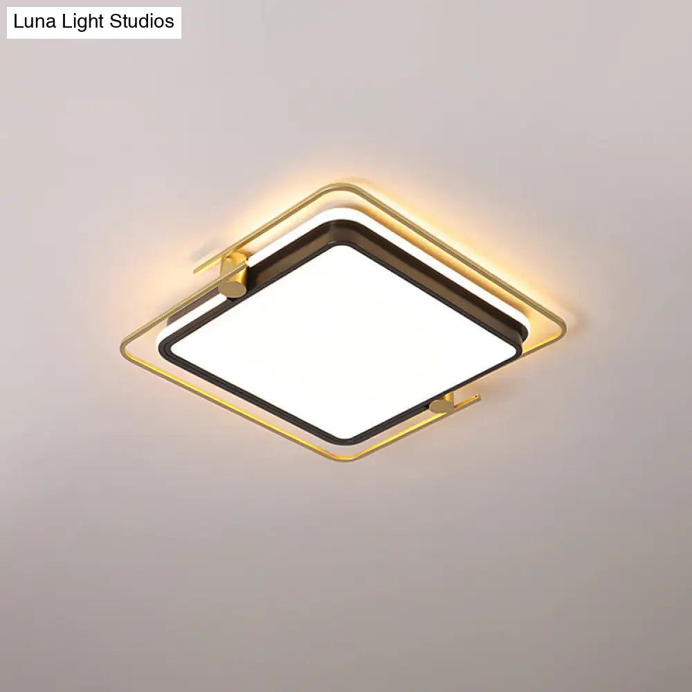 DecorBites™ DecorBites™ Modern Rounded/Square Flush Mount Ceiling Light: Acrylic LED Lamp in Black-Gold