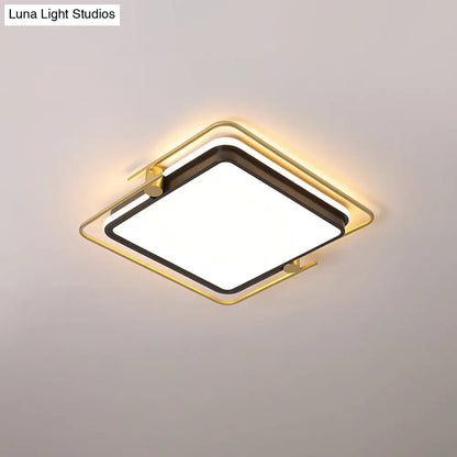 DecorBites™ DecorBites™ Modern Rounded/Square Flush Mount Ceiling Light: Acrylic LED Lamp in Black-Gold