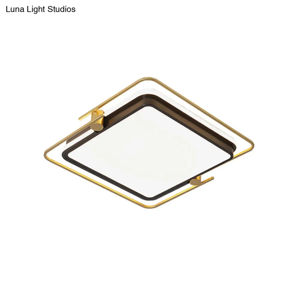 DecorBites™ DecorBites™ Modern Rounded/Square Flush Mount Ceiling Light: Acrylic LED Lamp in Black-Gold