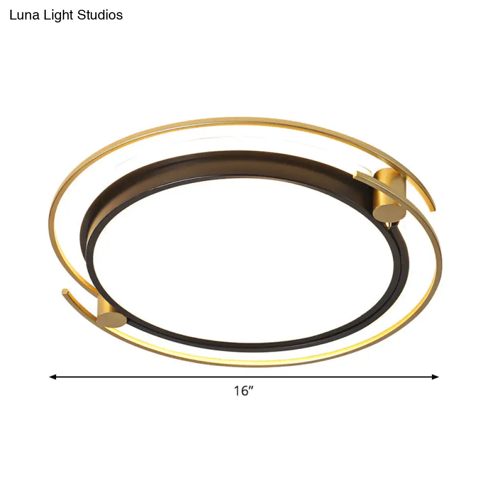 DecorBites™ DecorBites™ Modern Rounded/Square Flush Mount Ceiling Light: Acrylic LED Lamp in Black-Gold