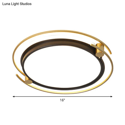 DecorBites™ DecorBites™ Modern Rounded/Square Flush Mount Ceiling Light: Acrylic LED Lamp in Black-Gold