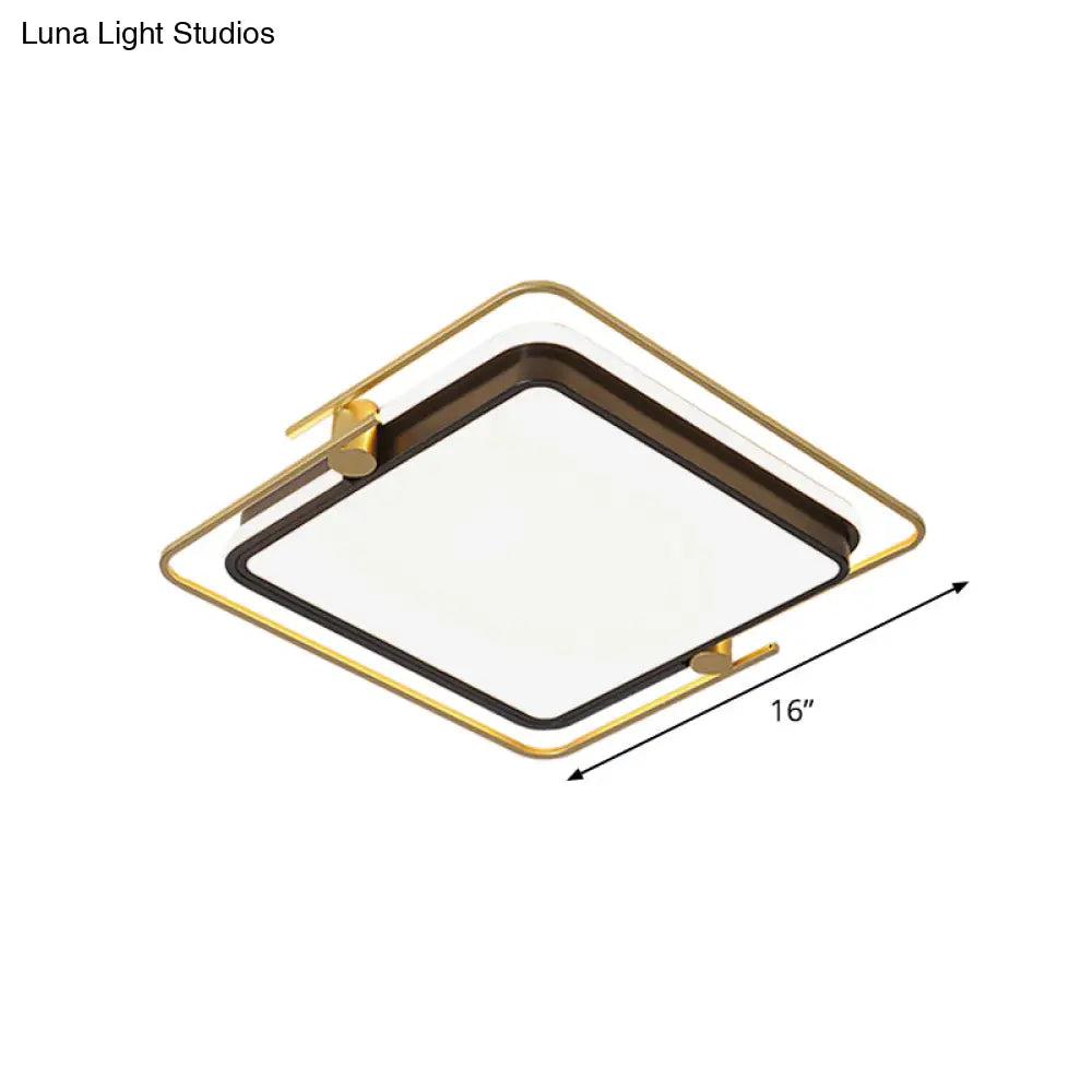 DecorBites™ DecorBites™ Modern Rounded/Square Flush Mount Ceiling Light: Acrylic LED Lamp in Black-Gold