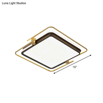 DecorBites™ DecorBites™ Modern Rounded/Square Flush Mount Ceiling Light: Acrylic LED Lamp in Black-Gold