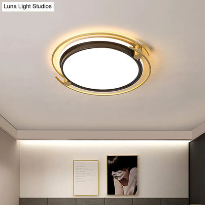 DecorBites™ DecorBites™ Modern Rounded/Square Flush Mount Ceiling Light: Acrylic LED Lamp in Black-Gold