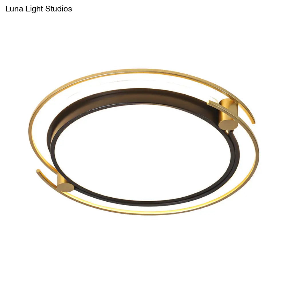 DecorBites™ DecorBites™ Modern Rounded/Square Flush Mount Ceiling Light: Acrylic LED Lamp in Black-Gold