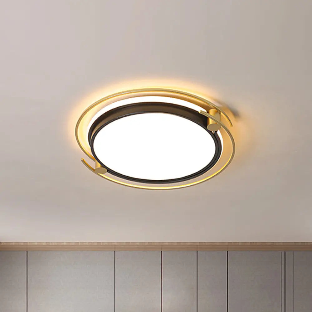 DecorBites™ DecorBites™ Modern Rounded/Square Flush Mount Ceiling Light: Acrylic LED Lamp in Black-Gold