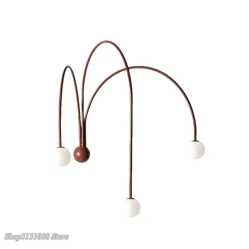 Modern minimalist floor lamp with curved bronze metal arms and white spherical glass shades for decorbites branch glass wall lamps
