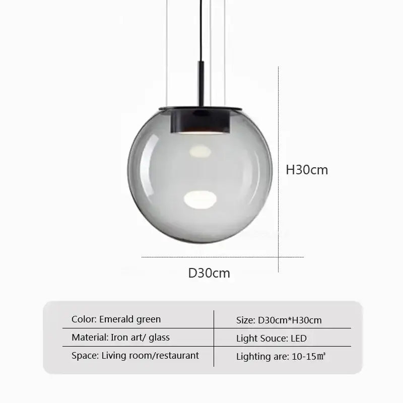 Modern sage green brokis glass pendant lamp with emerald green spherical glass and iron art fixture for dining room decorbites brokis glass
