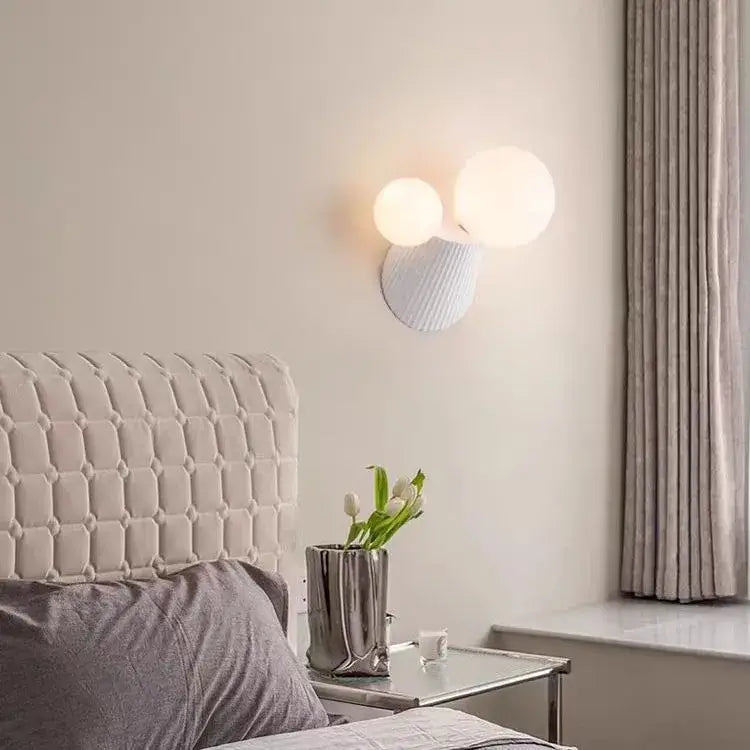 Modern sage green decorbites cactus resin wall lamp with frosted glass globes and textured metallic base for bedroom
