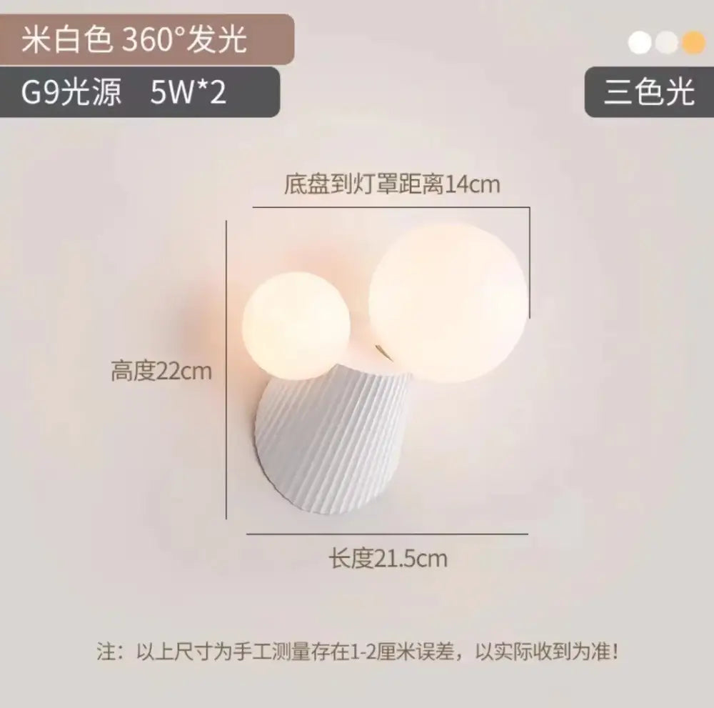 Modern sage green wall lamp with decorbites cactus resin glass base and g9 color-changing two-bulb sconce lighting