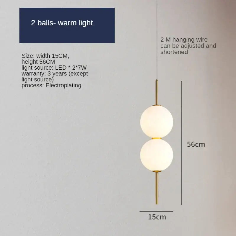 Modern sage green decorbites glass ball led pendant lamps with two frosted glass bulbs and gold-toned suspension for living room