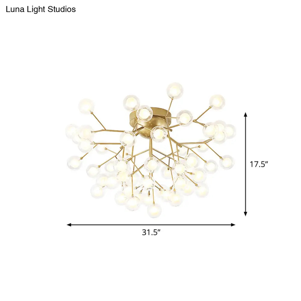 DecorBites™ DecorBites™ Modern Semi-Flush LED Chandelier for Bedroom with Metal Branches and Bubble Shade