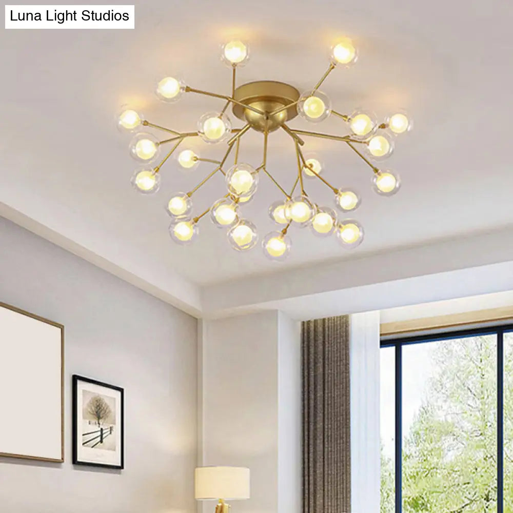 DecorBites™ DecorBites™ Modern Semi-Flush LED Chandelier for Bedroom with Metal Branches and Bubble Shade