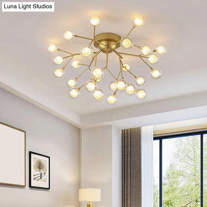 DecorBites™ DecorBites™ Modern Semi-Flush LED Chandelier for Bedroom with Metal Branches and Bubble Shade