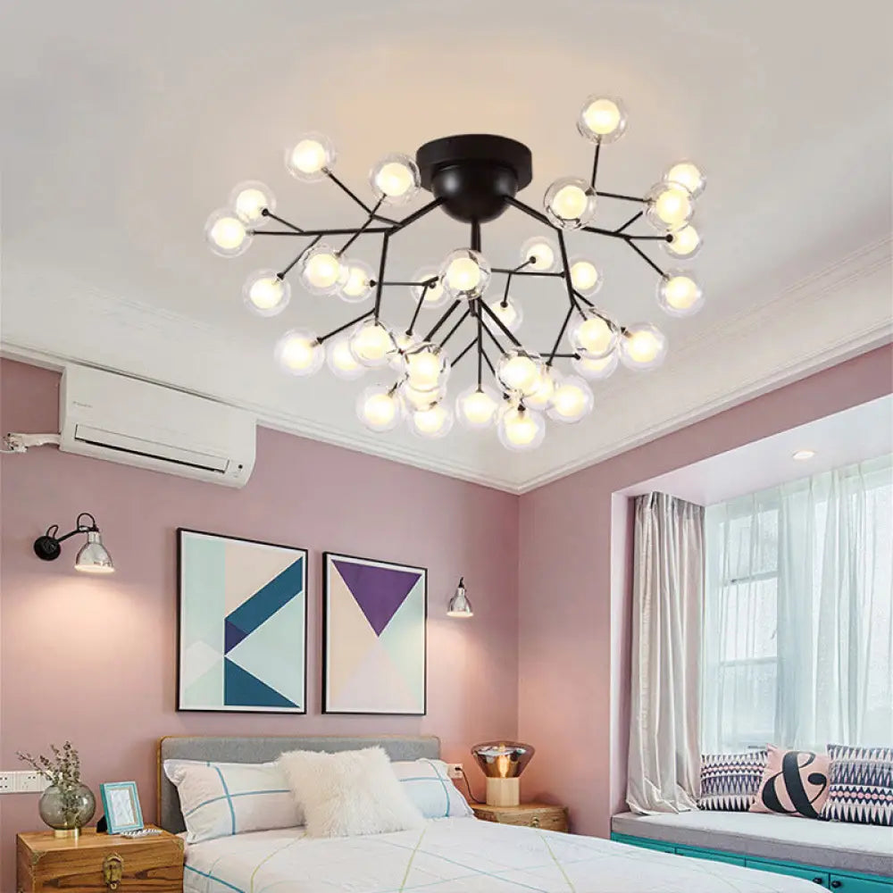 DecorBites™ DecorBites™ Modern Semi-Flush LED Chandelier for Bedroom with Metal Branches and Bubble Shade