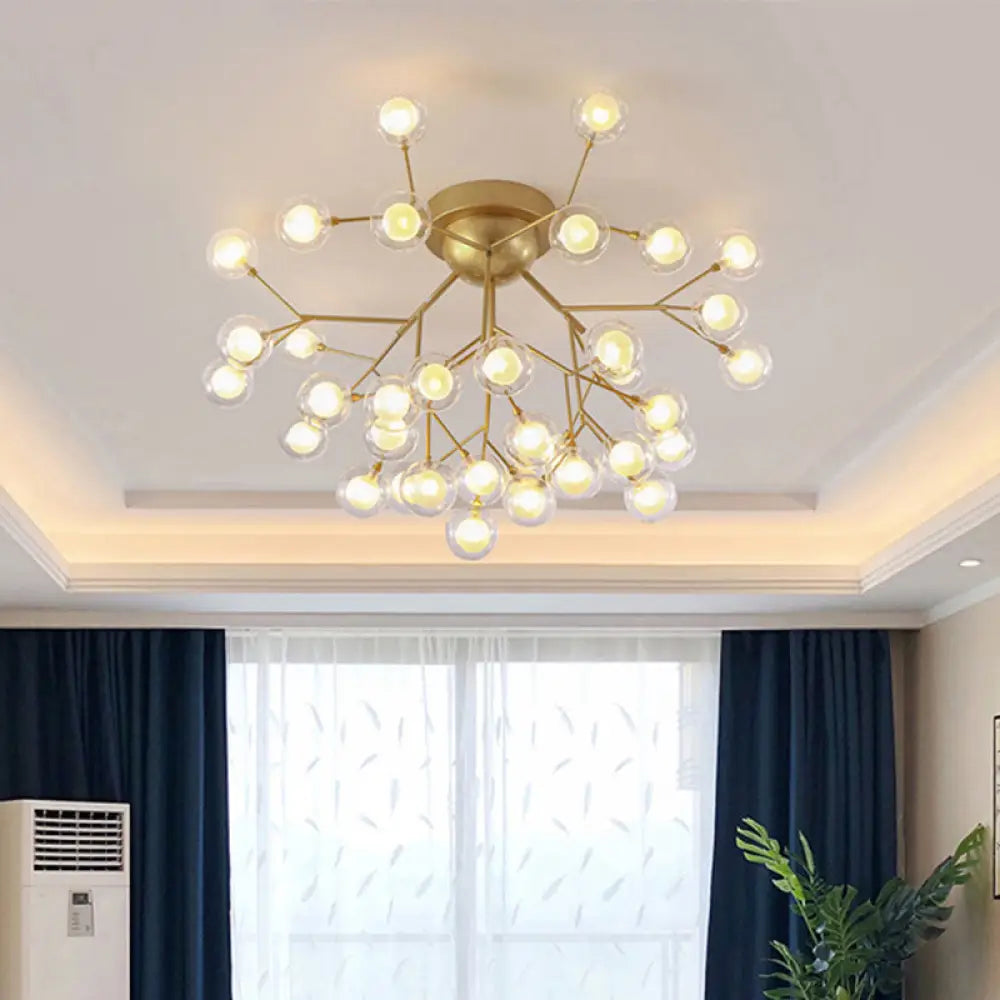 DecorBites™ DecorBites™ Modern Semi-Flush LED Chandelier for Bedroom with Metal Branches and Bubble Shade