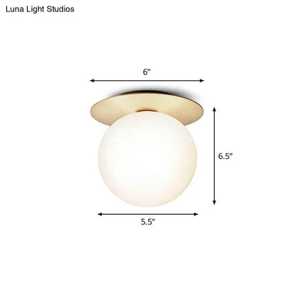 DecorBites™ DecorBites™ Modern Semi Flush Mount Ceiling Lamp with Ball Glass Shade - 1 Bulb Aisle Lighting