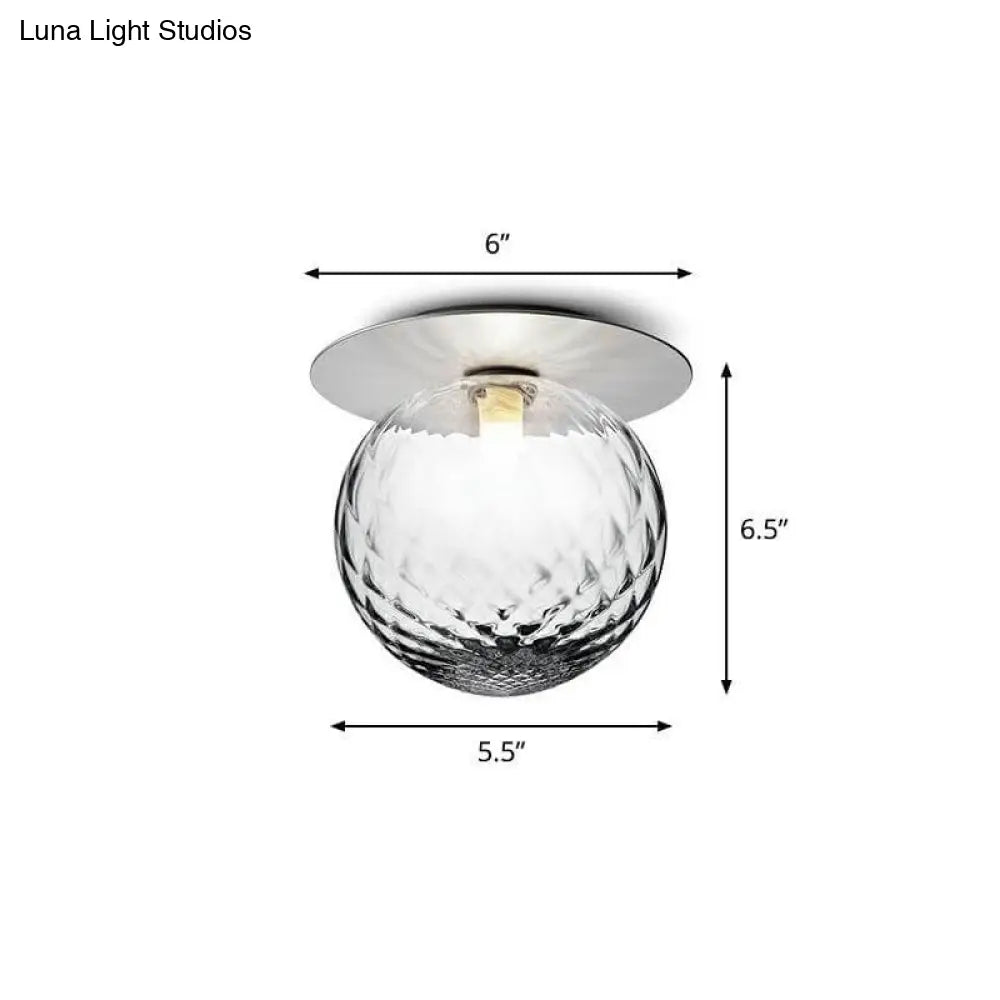 DecorBites™ DecorBites™ Modern Semi Flush Mount Ceiling Lamp with Ball Glass Shade - 1 Bulb Aisle Lighting