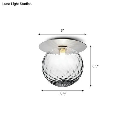 DecorBites™ DecorBites™ Modern Semi Flush Mount Ceiling Lamp with Ball Glass Shade - 1 Bulb Aisle Lighting