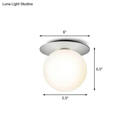 DecorBites™ DecorBites™ Modern Semi Flush Mount Ceiling Lamp with Ball Glass Shade - 1 Bulb Aisle Lighting