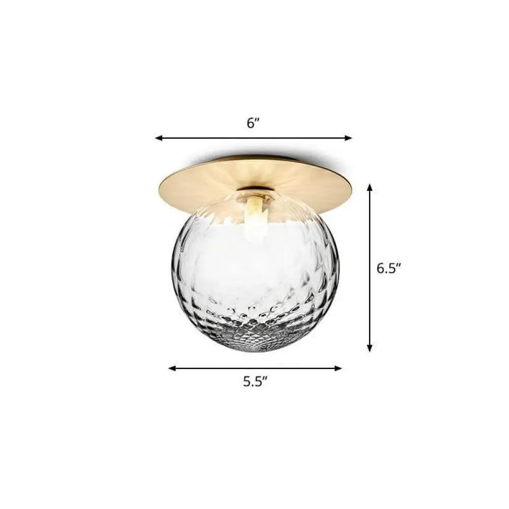 DecorBites™ DecorBites™ Modern Semi Flush Mount Ceiling Lamp with Ball Glass Shade - 1 Bulb Aisle Lighting